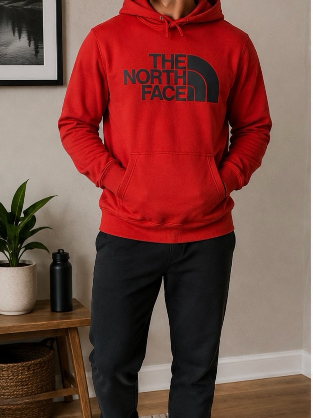 The North Face Men’s Red Logo Pullover Hoodie Sweatshirt Size S